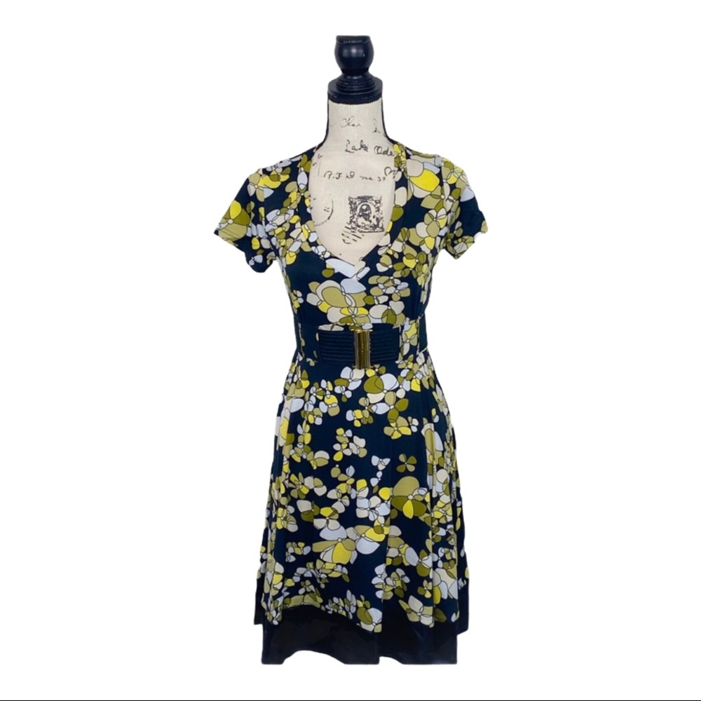 Lucy Paris, Floral, Retro, A-line Dress, yellow, white & black, size L & M, NWT